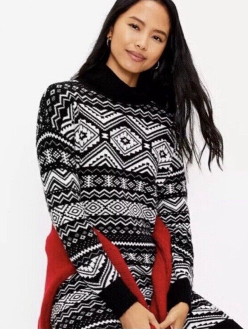 NWT LOFT Black & White Sweater Dress Size Small